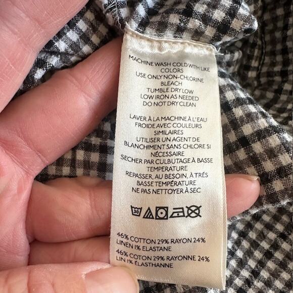 Free People Linen Blend Gingham Crop Pants Size: Small Color: Black/White - Picture 10 of 10